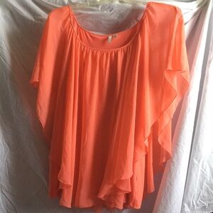 Plus Size Coral Capelet Blouse Top